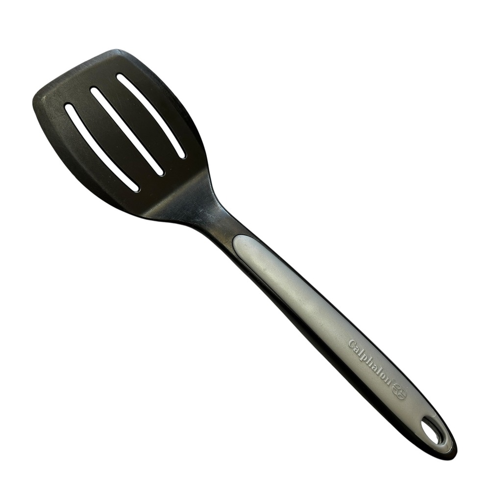 Calphalon Slotted Turner Spatula Black Grey Nylon Flipper Kitchen Utensil